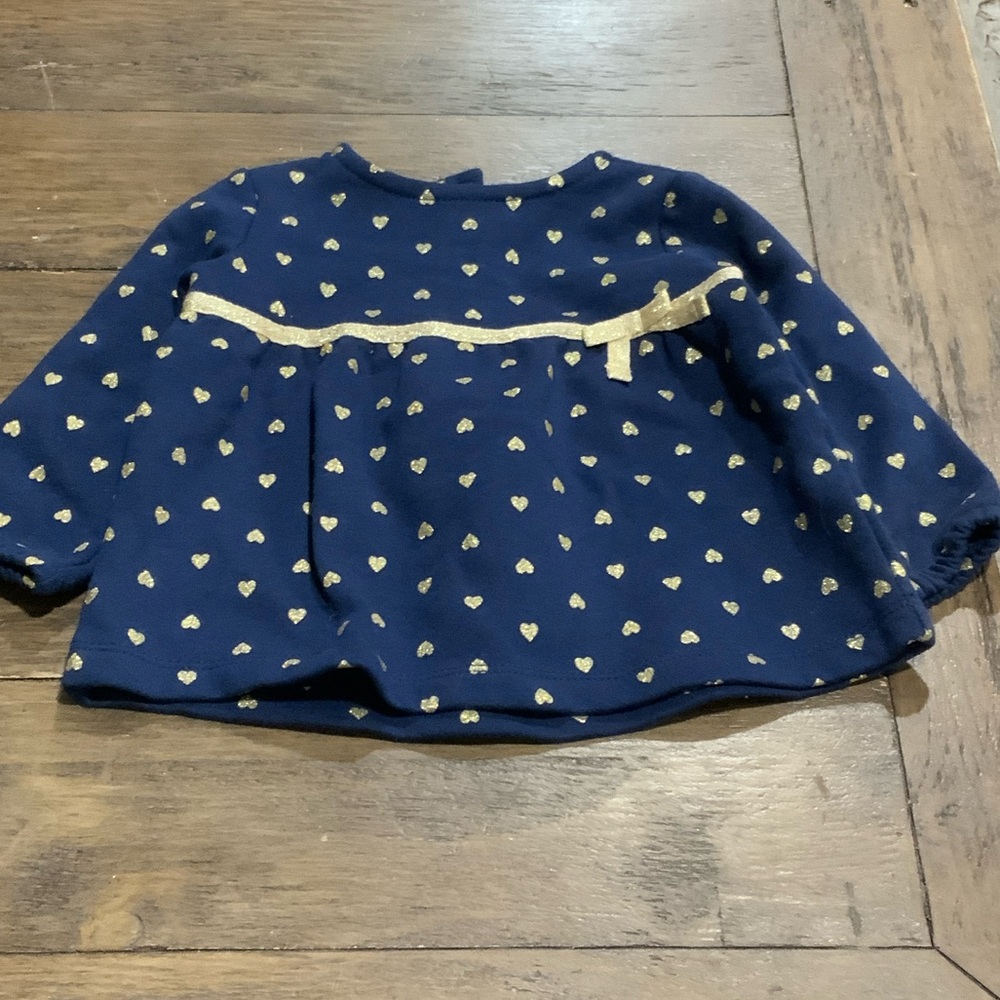 Carter's Navy Blue Sweater with Gold Heart Pattern